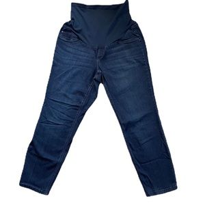 Indigo Blue Women’s Maternity Belly Panel Straight Leg Denim Jeans Pants XL